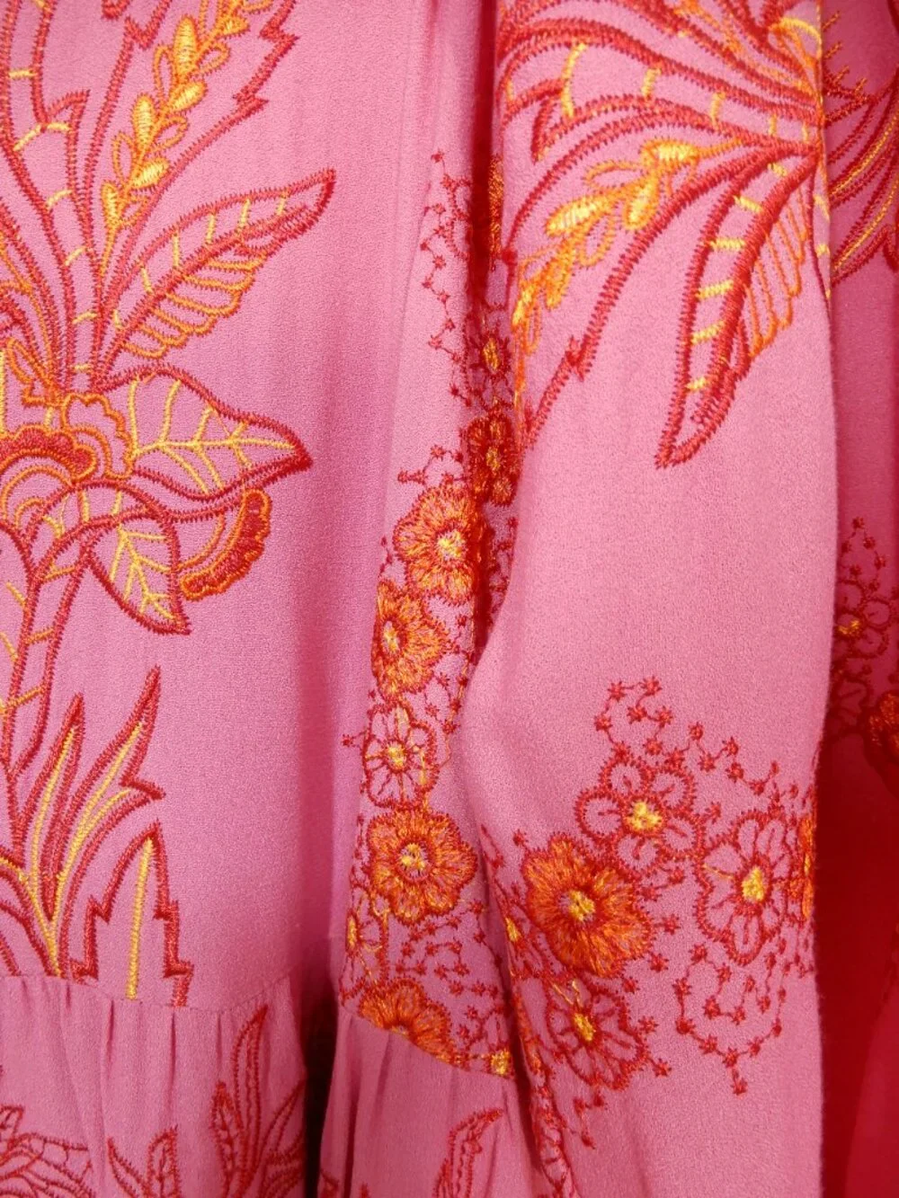 HALE BOB Rosa Janina Embroidered Maxi Long DRESS Size S Pink Floral Boho NEW - Picture 11 of 14